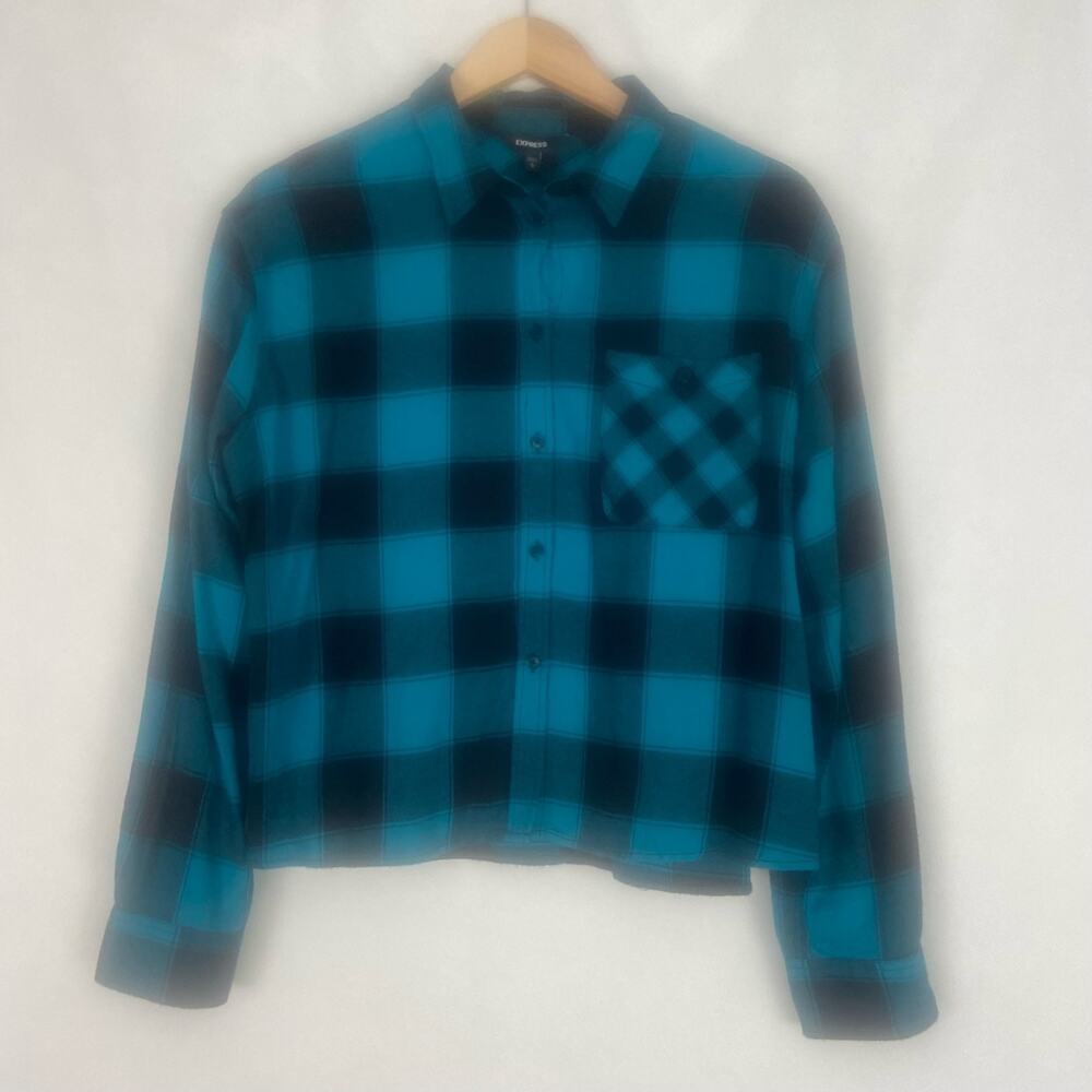 NWT Express Women's Cropped Flannel Top Size Large - Picture 2 of 9